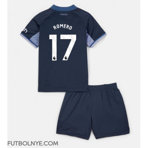 Camiseta Tottenham Hotspur Cristian Romero #17 Visitante Equipación para niños 2023-24 manga corta (+ pantalones cortos)